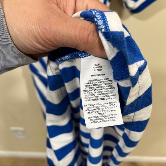 Boden Libby Jersey Midi Shirt Dress size 0 petite blue & white striped button - Picture 6 of 10